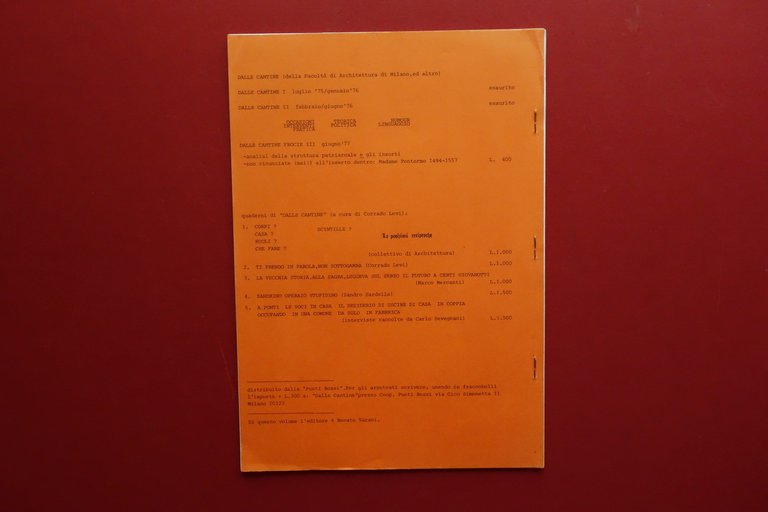 Quaderni di Dalle Cantine 5 1979 Punti Rossi Milano 1979 …