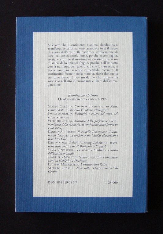 QUADERNI DI ESTETICA E CRITICA IL SENTIMENTO E LE FORME …