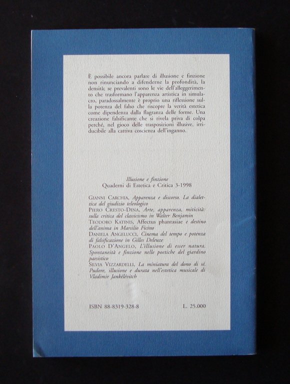 QUADERNI DI ESTETICA E CRITICA ILLUSIONE E FINZIONE 3 1998 …