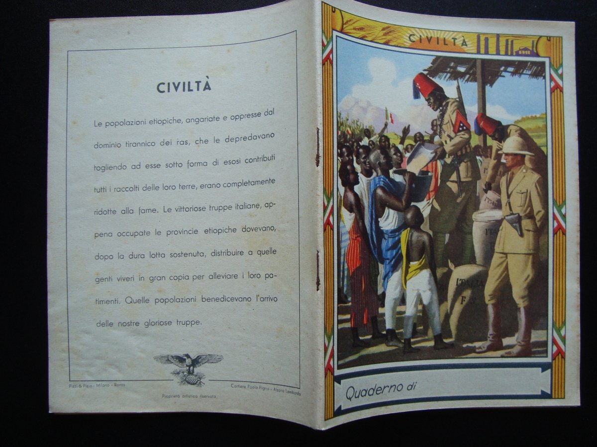Quaderno di scuola non usato anni '30 Civilt‡ Popolazioni Etiopiche
