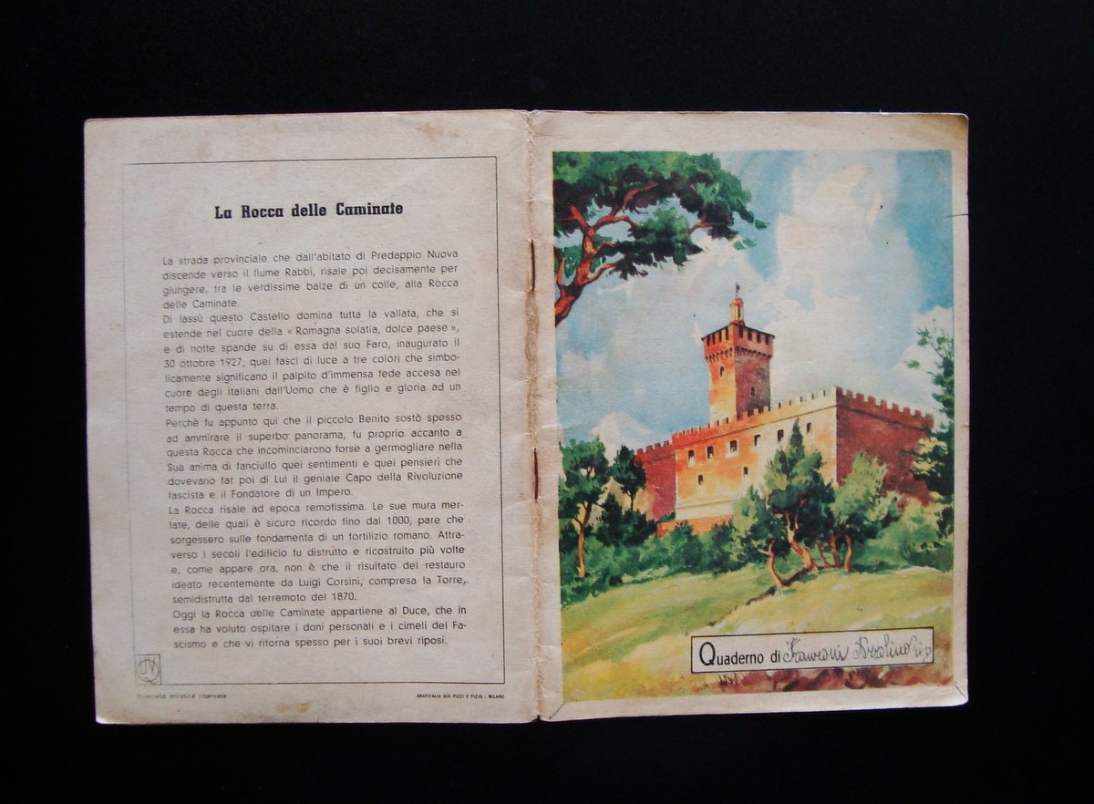 Quaderno scolastico non scritto La Rocca delle Caminate Musolini Predappio
