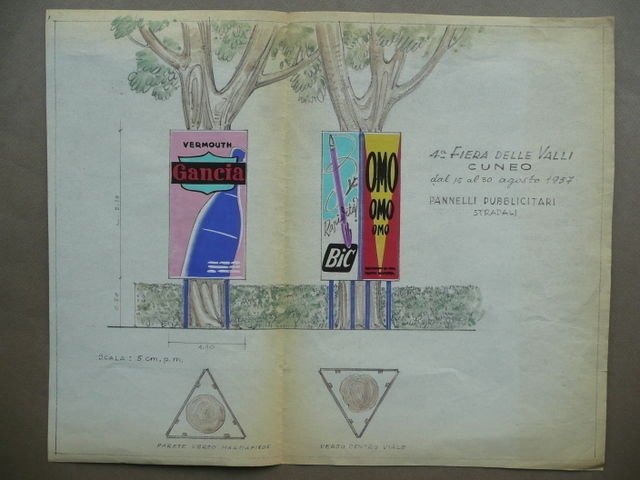 Quarta Fiera Valli Cuneo Bozzetto Prova Pannelli Pubblicitari Stradali 1957 …