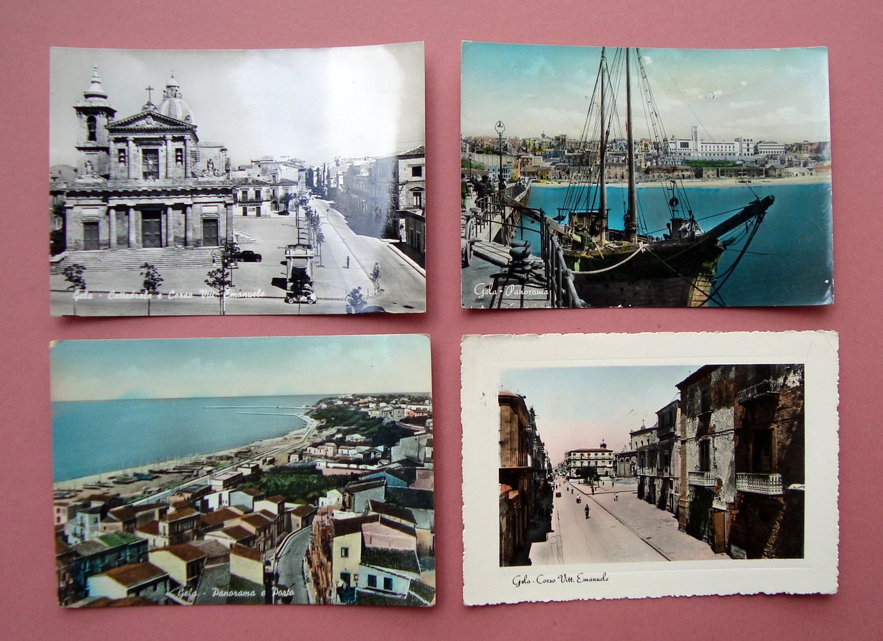 Quattro Cartoline originali Gela anni '50 Viaggiate
