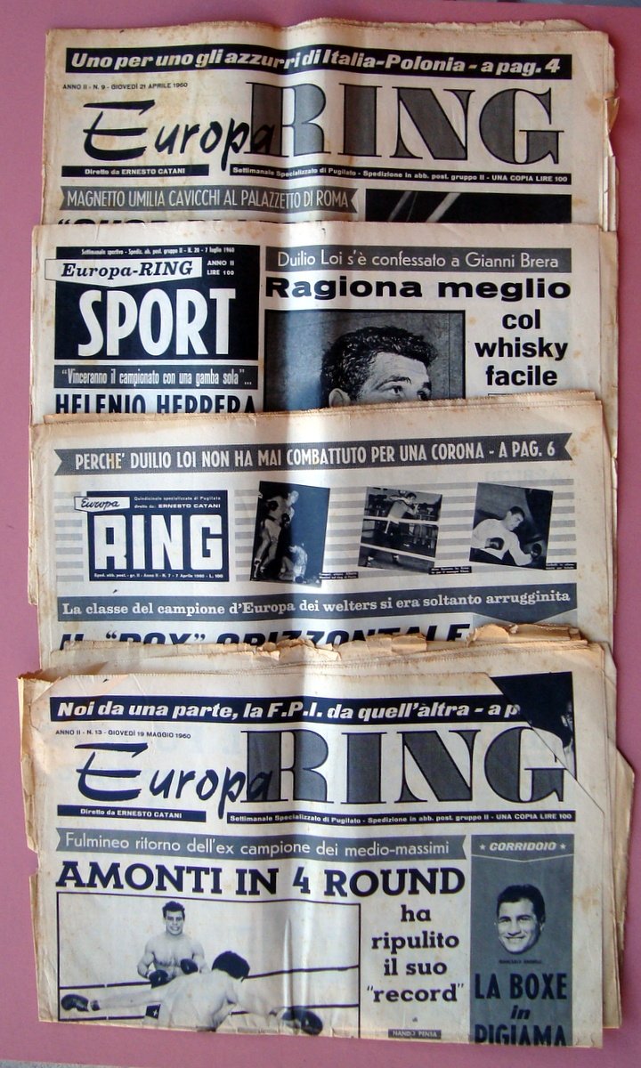 quattro numeri Euro Ring 1960 grande formato sport pugilato