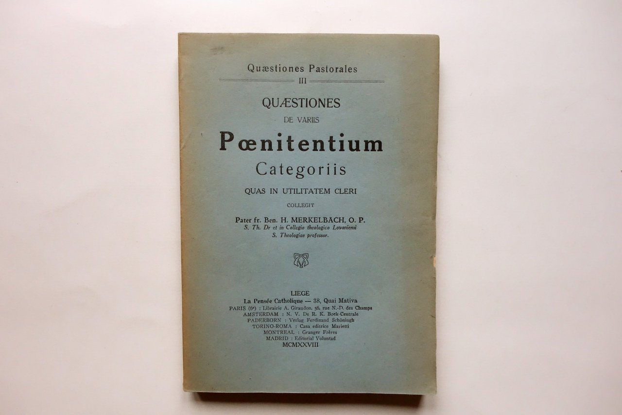 Questione de Variis Poenitentium Categoriis in Utilitatem Cleri Liegi 1928