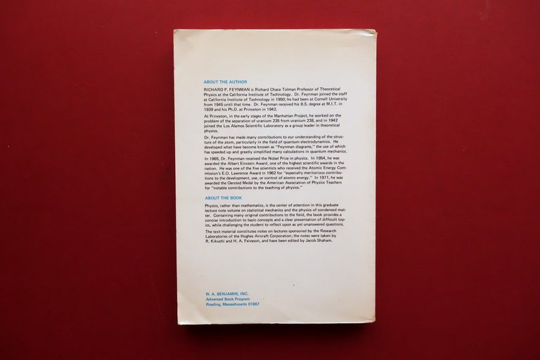 R. P. Feynman Statistical Mechanics a Set of Lectures Benjamin …