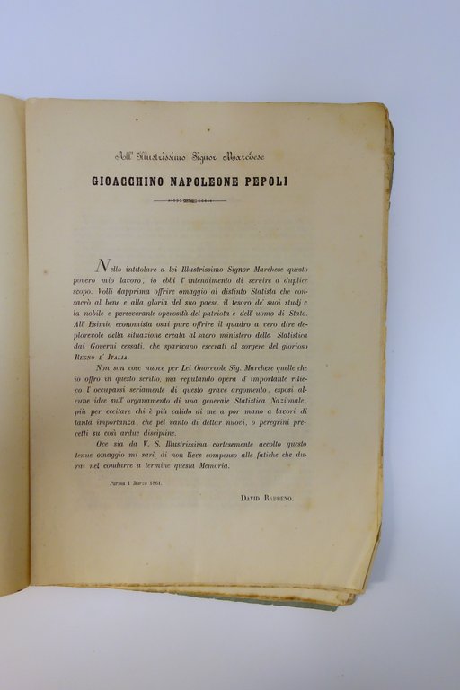 Rabbeno Condizioni della Statistica Italia Centrale Salsomaggiore Parma 1861