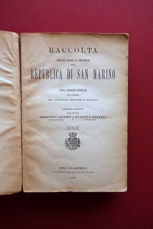 Raccolta delle Leggi e Decreti della Repubblica di San Marino …