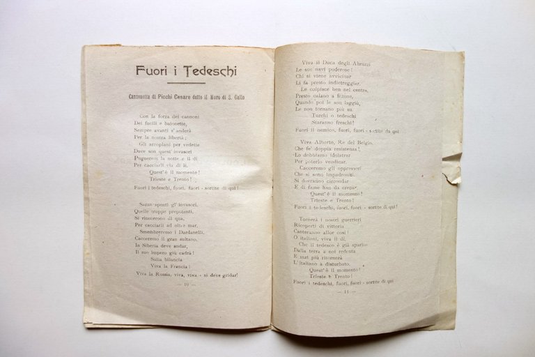 Raccolta di Canti Popolari Angelo Fanti Editore Anni '20