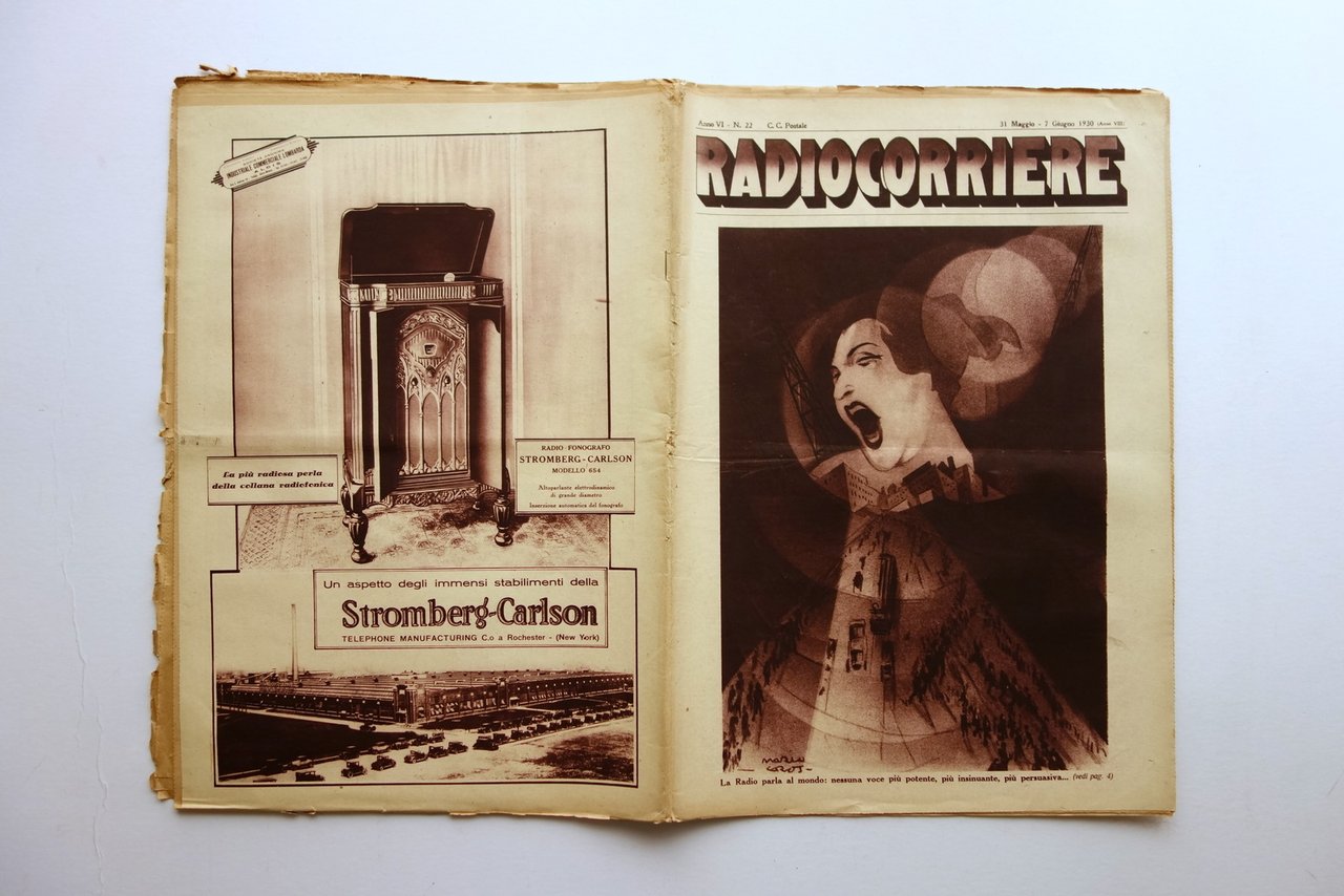 Radiocorriere e Radiorario EIAR Settimanale Anno VI N. 22 1930 …