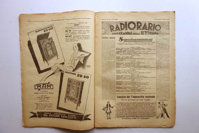 Radiocorriere e Radiorario EIAR Settimanale Anno VI N. 33 1930 … | Immagine Gallery 2