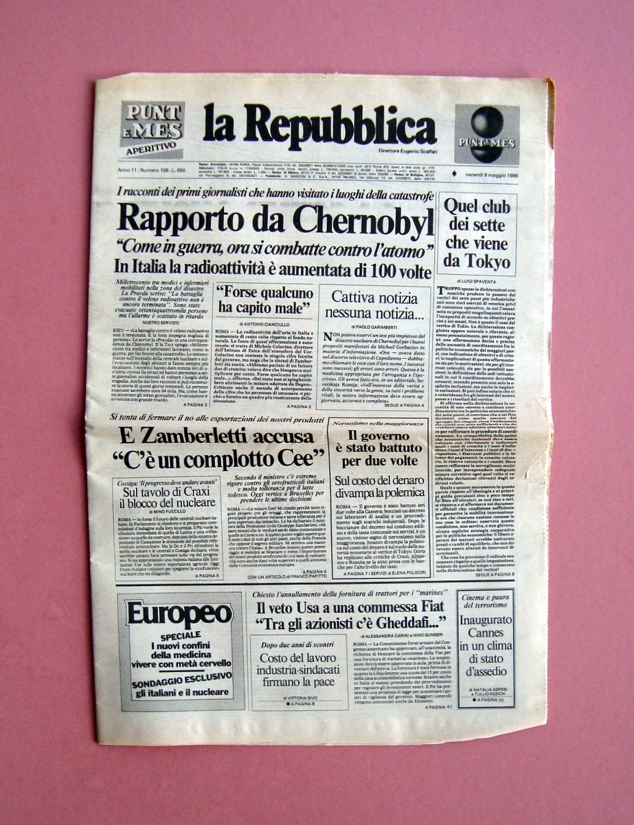 Rapporto da Chernobyl 6/5/1986 La Repubblica Numero completo | Immagine principale