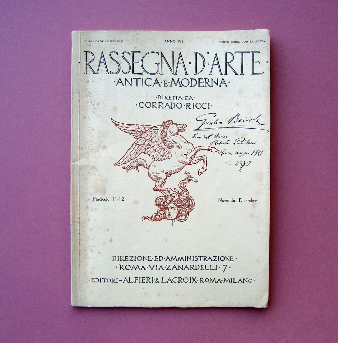 Rassegna D'Arte Antica e Moderna 1920 Anno VII fascicolo 11-12 …