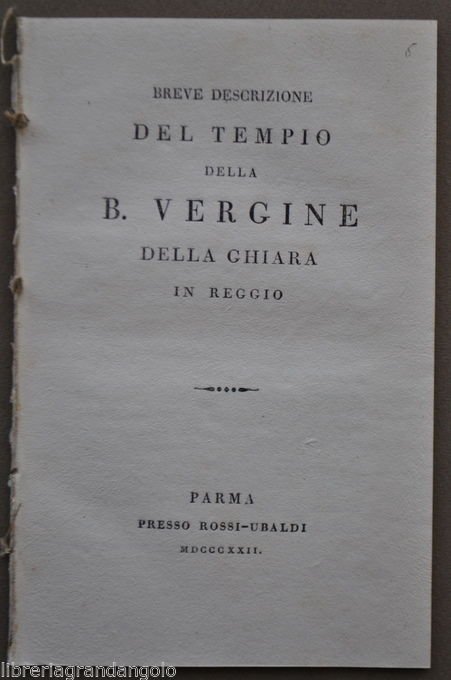 Reggio Emilia Santuario Tempio Vergine Ghiara Descrizione Architettura Arte 1822