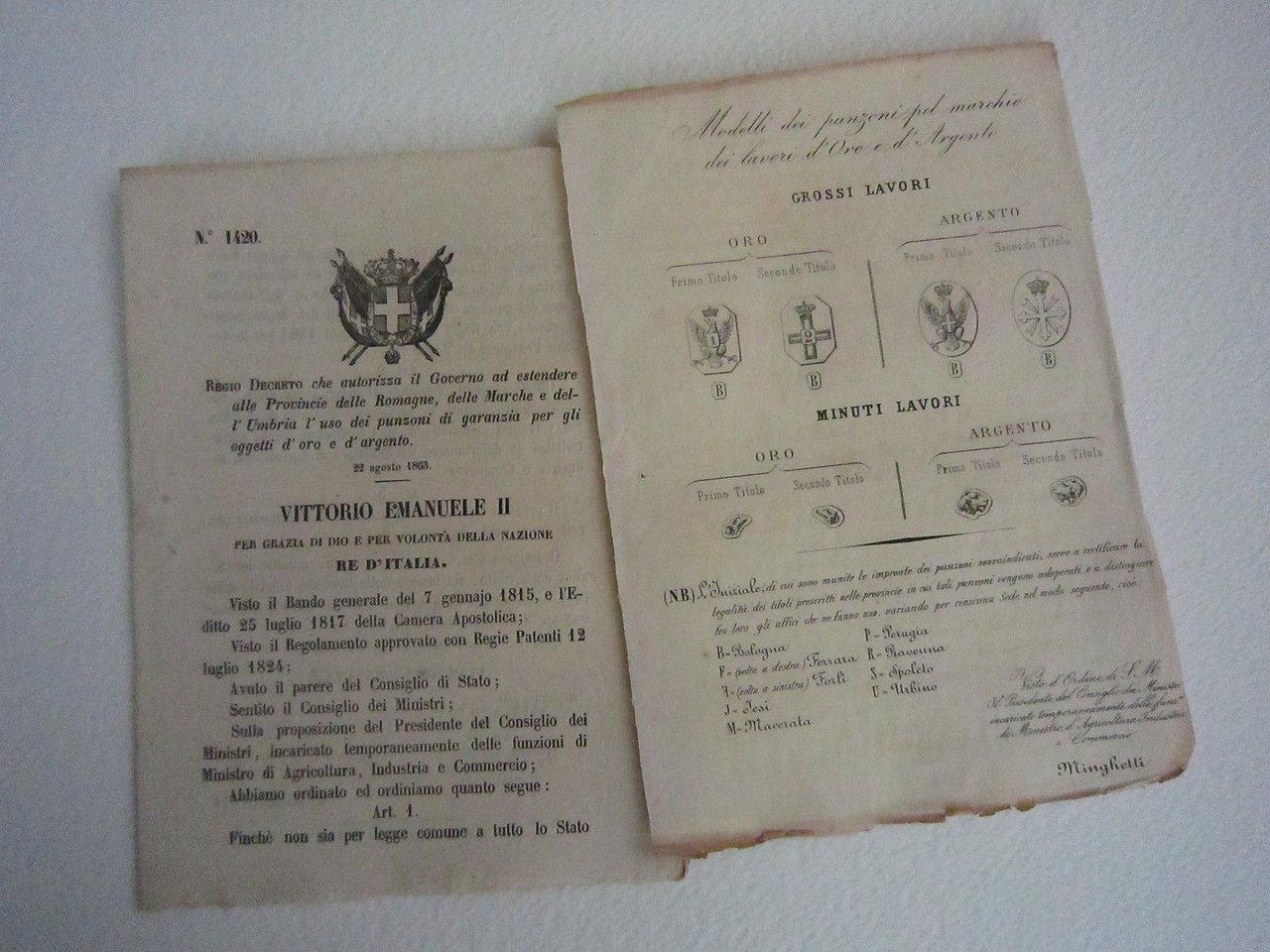 Regio Decreto Diritto Provincia Romagna Marche Punzioni 1863 Bollettino Leggi | Immagine principale