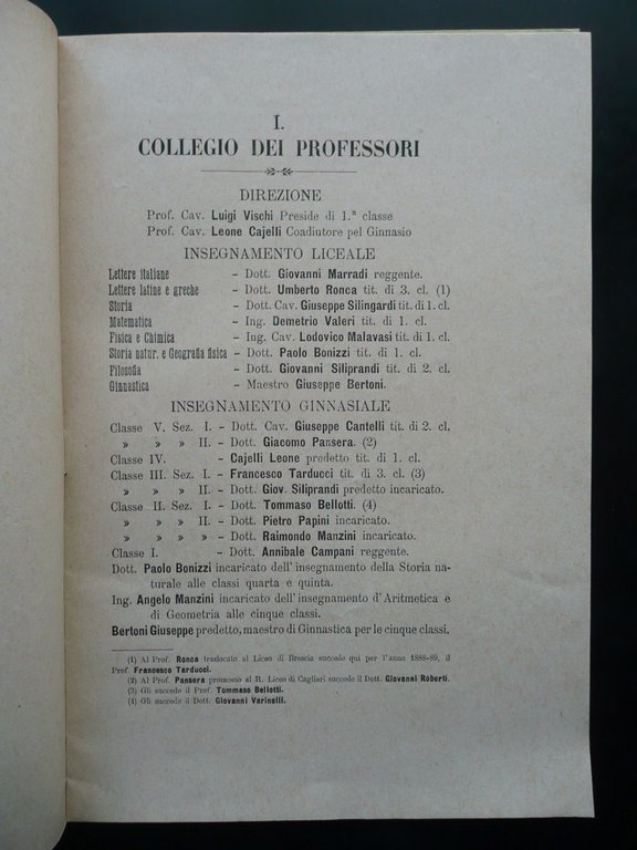 Regio Liceo Ginnasio Muratori Anno Scolastico 1887-88 Stab. Paolo Toschi …