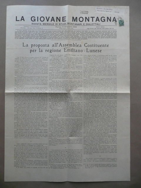Regione Emiliano Lunese Assemblea Costituente Giovane Montagna Completo 1946