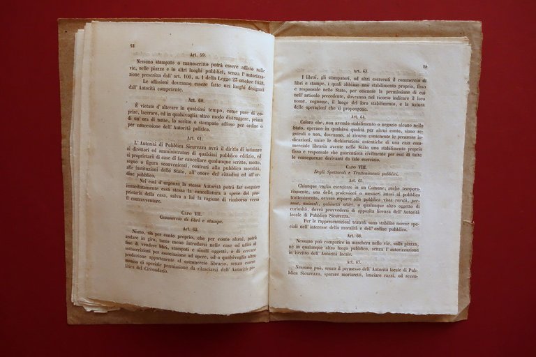 Regno di Sardegna Ordinamento Amministrazione Pubblica Sicurezza Decreto 1859