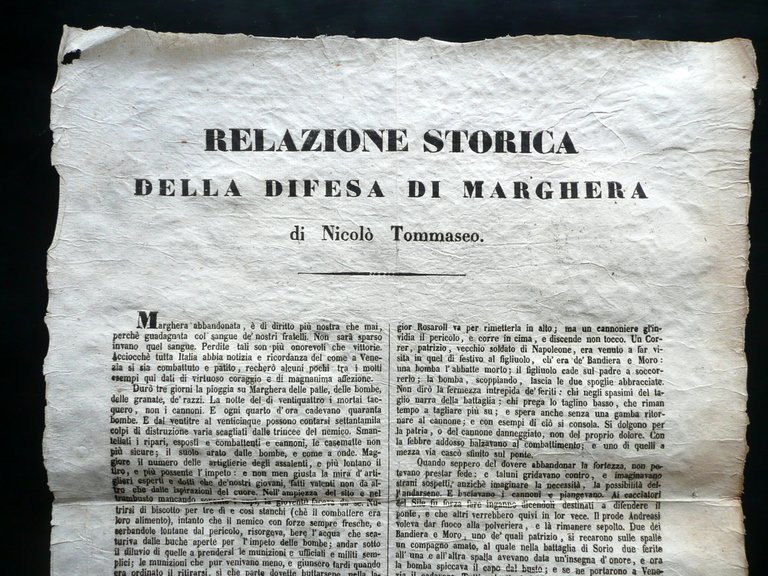 Relazione Storica della Difesa di Marghera NicolÚ Tommaseo Milesi 1848 …