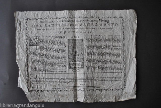 Religione Adorazione Perpetua Sagramento Sacramento S. Vincenzo Modena 1700