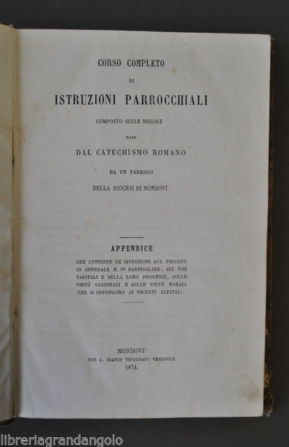 Religione Biblioteca Predicabile Istituzioni Parrocchiali Diocesi MondovÏ 1874