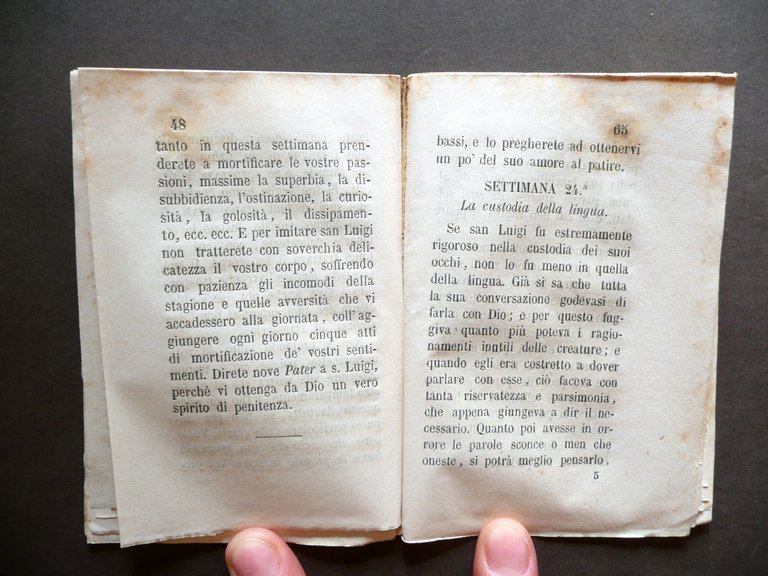 Religione Cinquantadue Settimane Virt˘ San Luigi Gonzaga Lovere Milano 1852