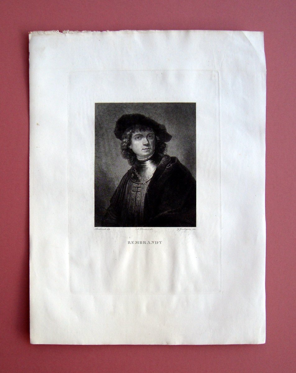Rembrandt Incisione rame Galleria Pitti Firenze 1842 Rembrandt dip Daverio