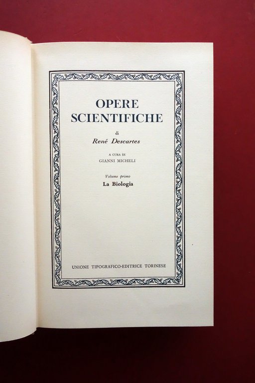 Rene Descartes Opere Scientifiche Vol. 1 UTET Classici della Scienza …