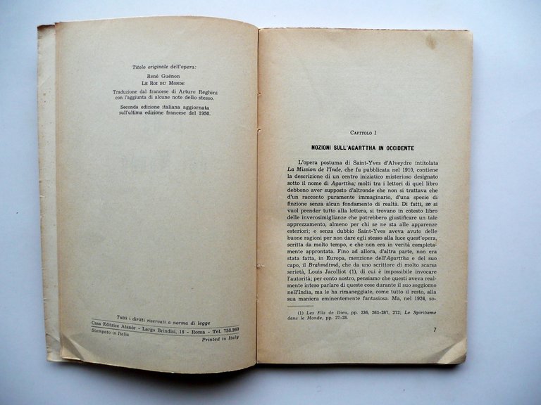 RenÈ GuÈnon Il Re del Mondo AtanÚr Roma 1952 2∞Edizione …