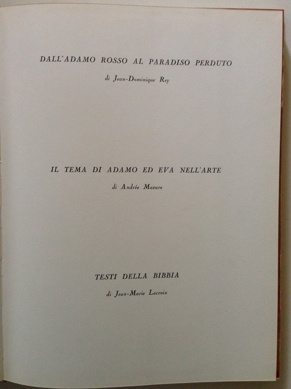 REY MAZURE ADAMO ED EVA DALL'ADAMO ROSSO AL PARADISO PERDUTO …