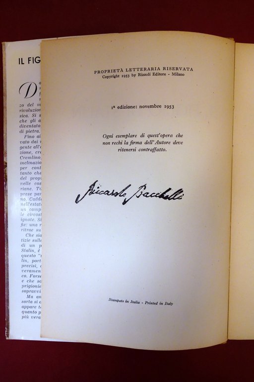 Riccardo Bacchelli il Figlio di Stalin Rizzoli 1953 Autografo Ex …
