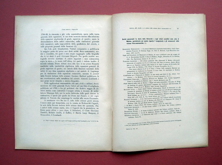 Ricciardi Cenni Storici Biografici scienze fisico matematiche Modena fine '800