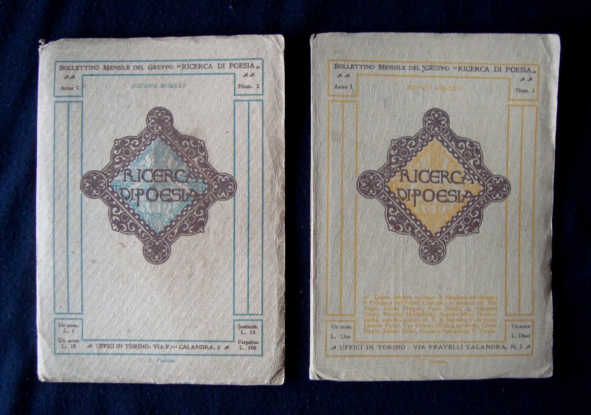 Ricerca di Poesia due Riviste Torino 1925 numero 1 2 …