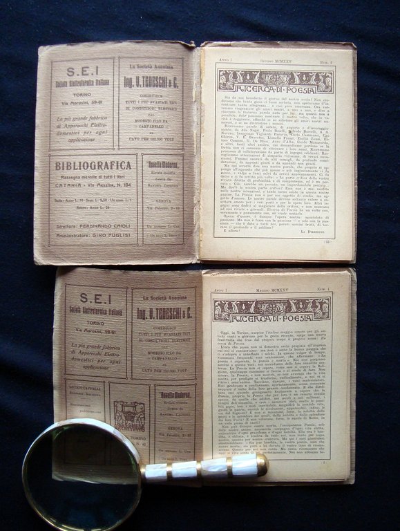 Ricerca di Poesia due Riviste Torino 1925 numero 1 2 …