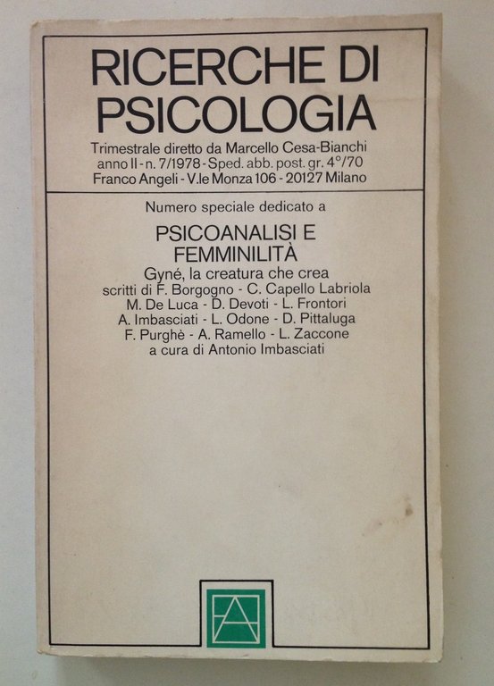 Ricerche di Psicologia Franco Angeli 2 Numeri Anno II N …