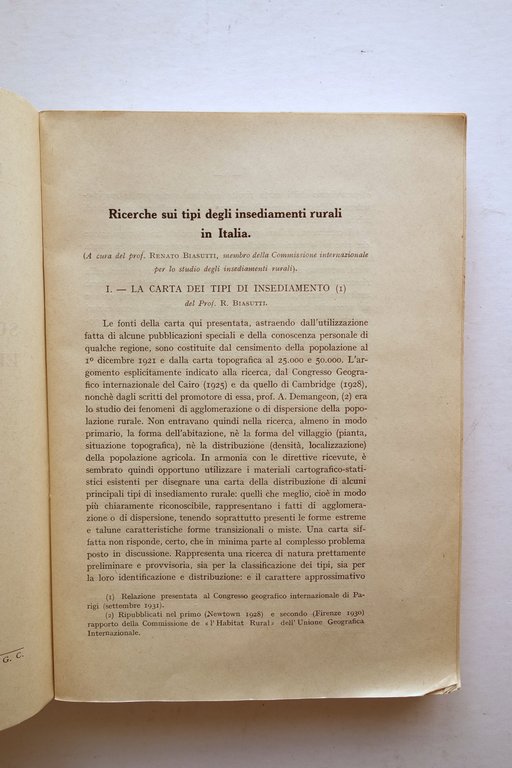 Ricerche sugli Insediamenti Rurali in Italia Geografia Fisica Antropica 1932