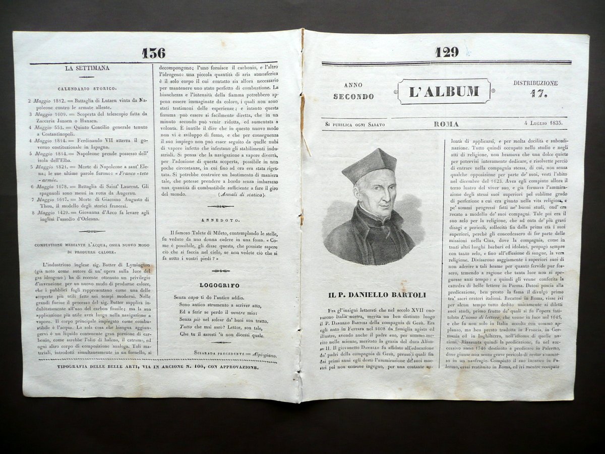 Ricerche sul Giuoco degli Scacchi L'Album Anno Secondo Roma 4/7/1835