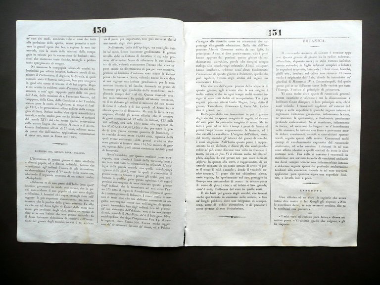 Ricerche sul Giuoco degli Scacchi L'Album Anno Secondo Roma 4/7/1835