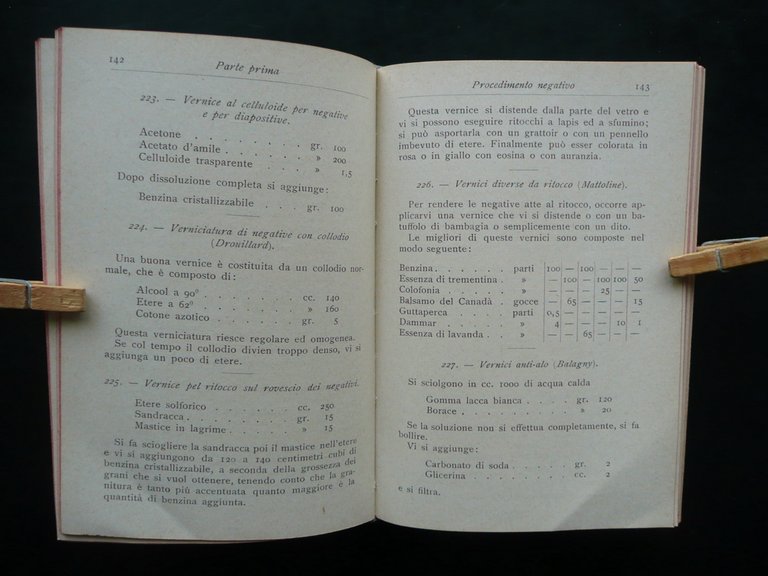 Ricettario Fotografico Luigi Sassi Hoepli Milano 1914 5∞Edizione Fotografia
