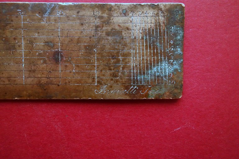 Righello Geometrico in Ottone Scala di Tripla Canna Brunetti Bologna …