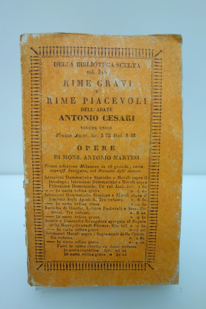 RIME GRAVI E RIME PIACEVOLI DELL'ABATE ANTONIO CESARI DI VERONA … | Immagine principale