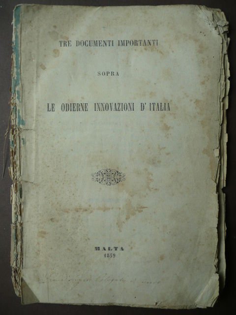 Risorgimento Antiliberalismo Antirisorgimentali Innovazioni d'Italia Malta 1859 | Immagine principale