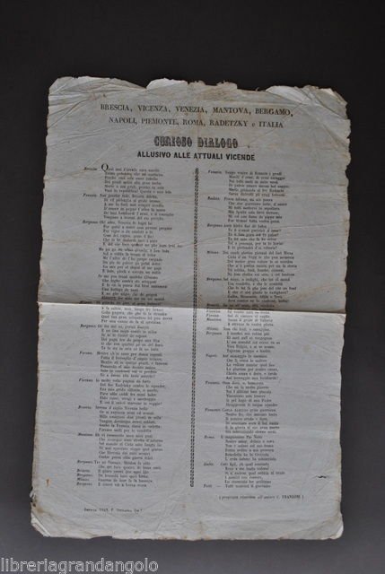 Risorgimento Foglio Curioso Dialogo Venezia Mantova Brescia Napoli Austria 1848
