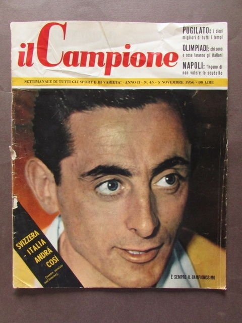 Rivista Campione Soprt Coppi Ciclismo 1956 Pugilato Marciano Olimpiadi Calcio