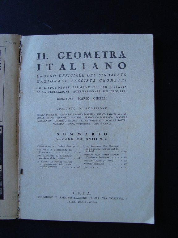 RIVISTA IL GEOMETRA ITALIANO CFPA 1940 ITALIA IN GUERRA WWII | Immagine Gallery 2