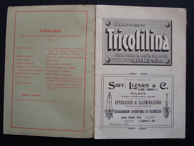 RIVISTA IL RINASCIMENTO ANNO II 1906 N XI CROCE D'ANNUNZIO …