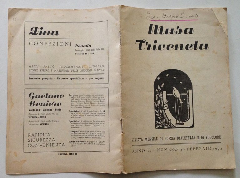 Rivista Mensile Poesia Dialettale Folclore Musa Triveneta 2 Numeri 2 …