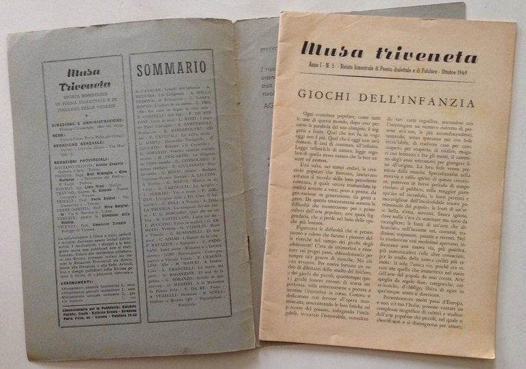 Rivista Mensile Poesia Dialettale Folclore Musa Triveneta 2 Numeri 2 …