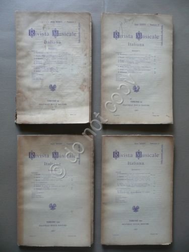 Rivista Musicale Italiana Anno XXIV 4 Fascicoli Anno Completo 1927 …