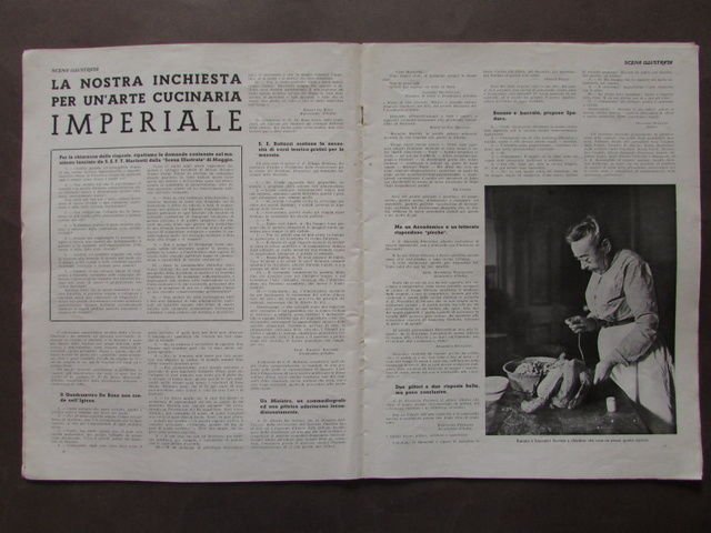 Rivista Scena Illustrata 1938 Risposte Arte Cucinaria Marinetti Futurismo